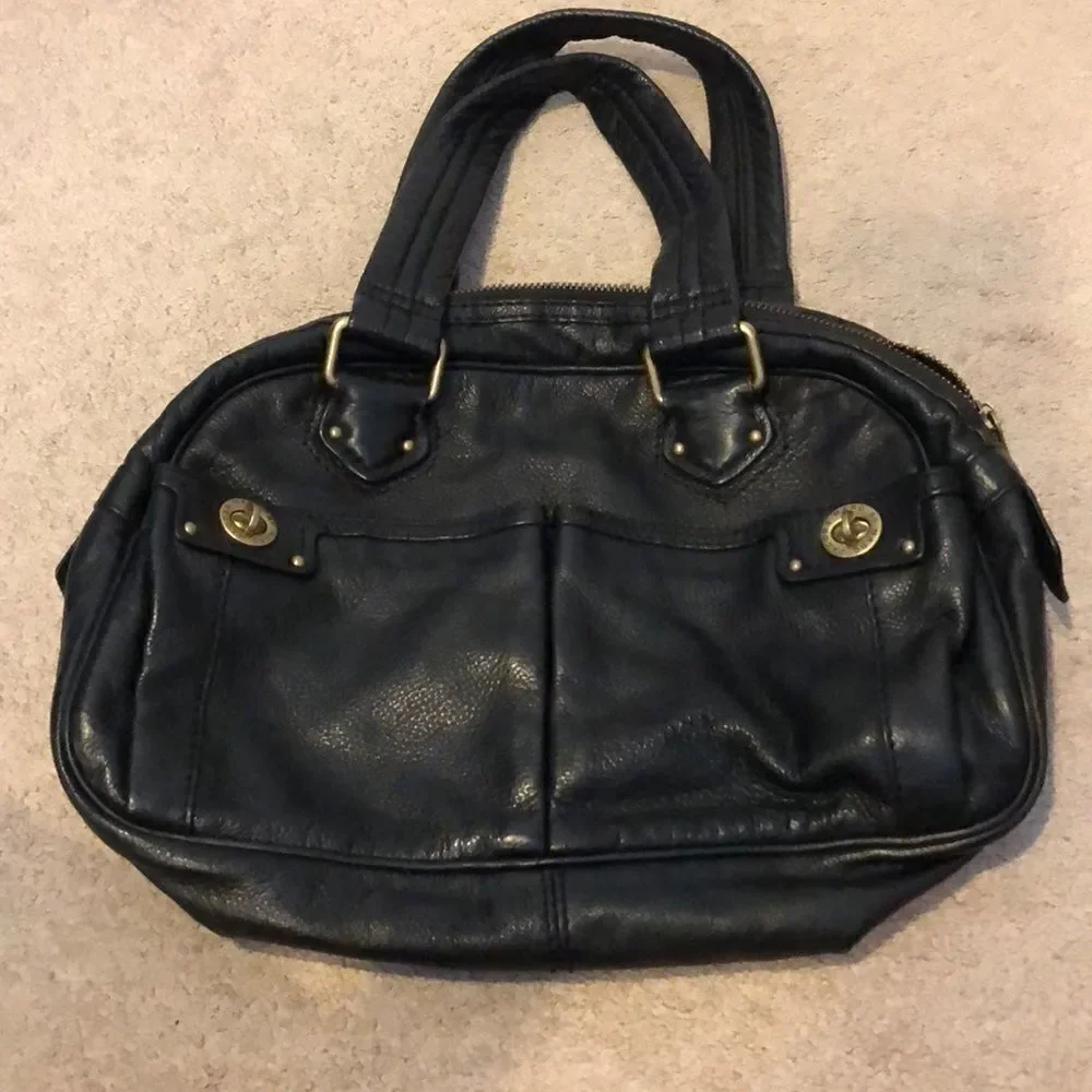 MARC BY MARC JACOBS Totally Turnlock Core Bowler Bag Blk Leather Brass Hardware